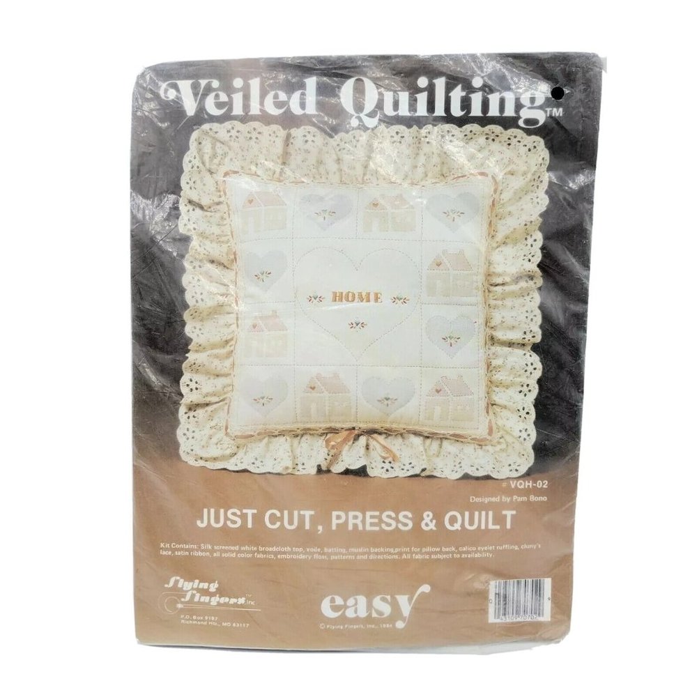 Veiled Quilting Pillow Kit #VQH-02 VTG 1984 Flying Fingers Easy "Home" NOS